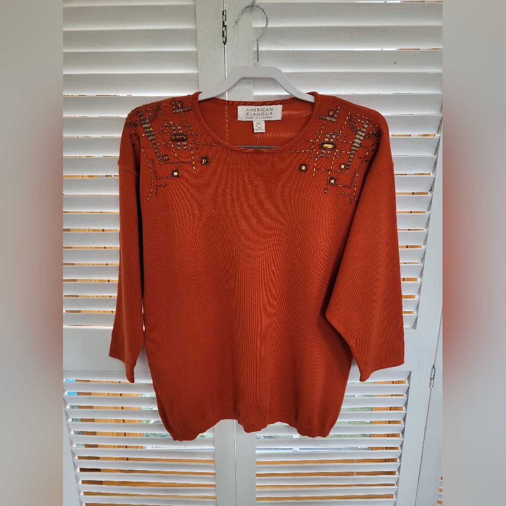 Badgley Mischka by American Glamour Women's Embellished Sweater Size XL